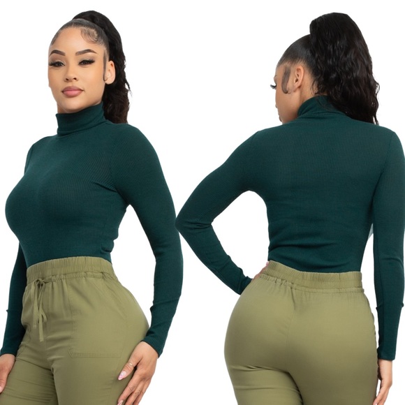 Dark green turtleneck bodysuit - Picture 4 of 7